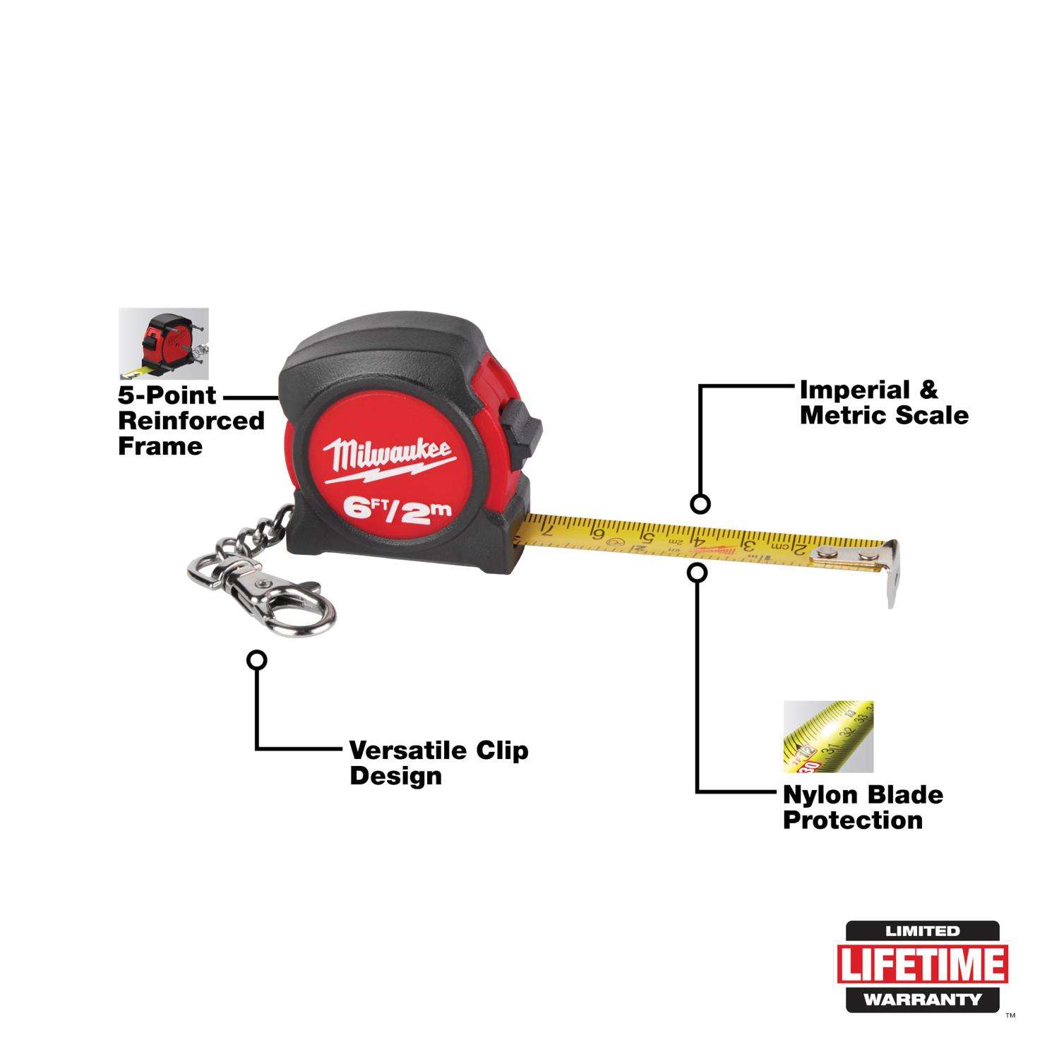 Milwaukee 6 ft. Keychain Tape Measure