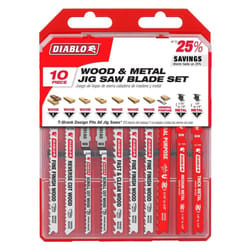 Diablo 0 in. T-Shank Wood & Metal Jig Saw Blade Set 10 pc