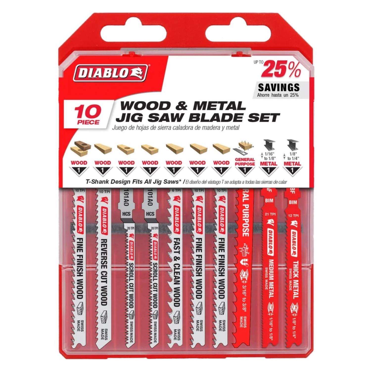 14pc Jigsaw Blade Set U Shank Fitting Jig Saw Metal Blades Black