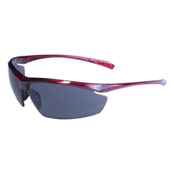 Global Vision Lieutenant Semi Rimless Safety Sunglasses Smoke Lens Red Frame 1 pc