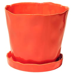 Chive Tika 5 in. D Ceramic Flower Pot Orange