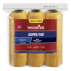 Wooster Super/Fab Knit 9 in. W X 1/2 in. Regular Paint Roller Cover 6 pk