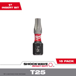 Milwaukee Shockwave Torx T25 X 1 in. L Impact Insert Bit Set Steel 15 pc