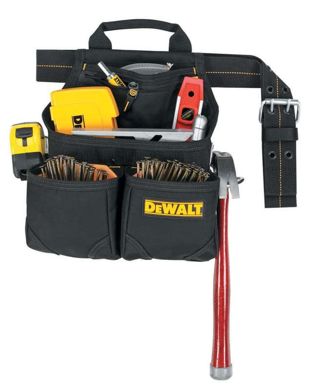DeWalt 5.5 in. W X 15.25 in. H Ballistic Polyester Nail and Tool Pocket  Apron pocket Black/Yellow Ace Hardware