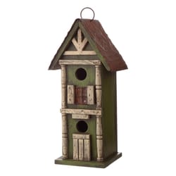 Glitzhome 12.8 in. H X 4.72 in. W X 6.3 in. L Metal and Wood Bird House