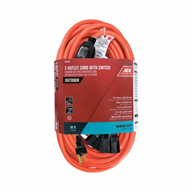  Ace  Outdoor  Orange 50 ft L 14 3 SJTW Extension Cord Ace  