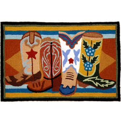 Jellybean 20 in. W X 30 in. L Multi-Color Western Boots Polyester Accent Rug