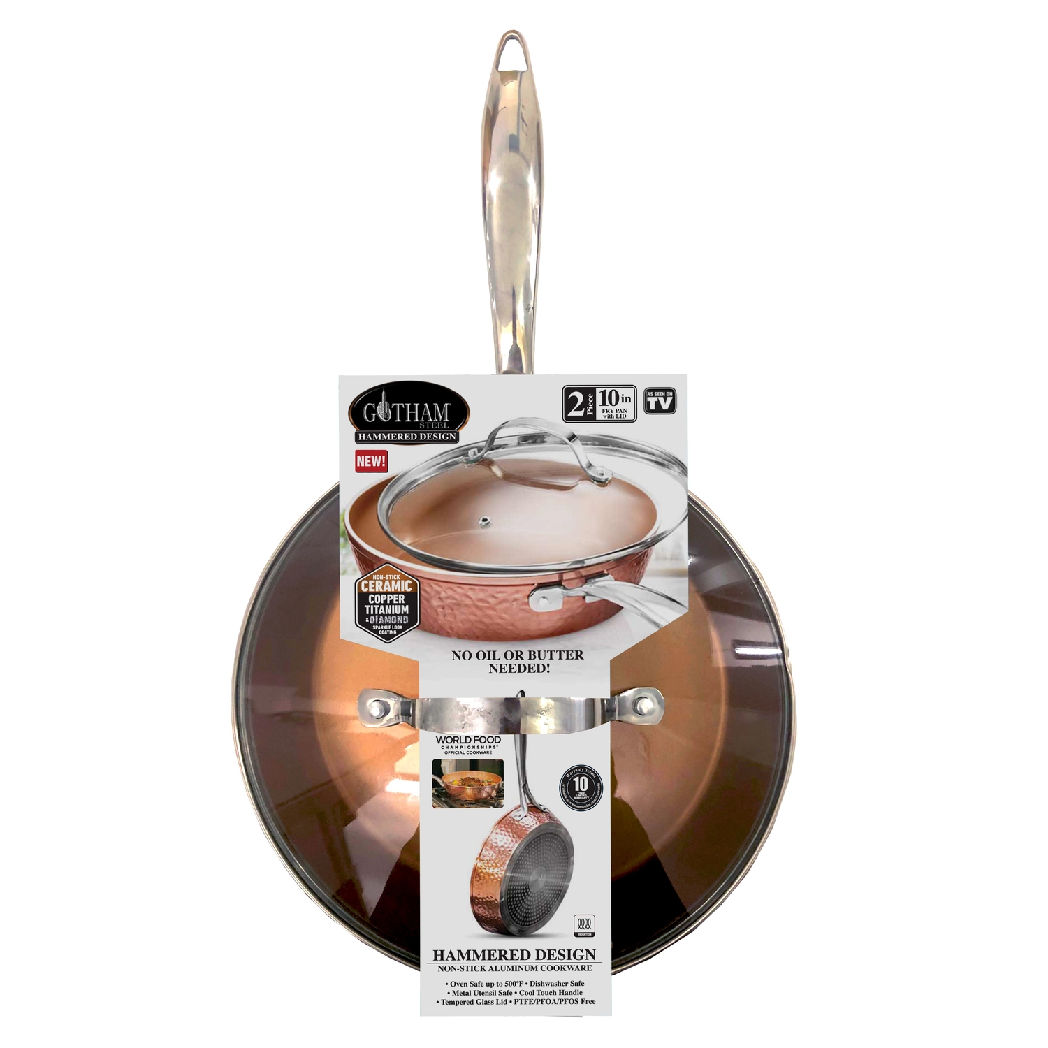 Photos - Other Accessories Steel Gotham  Ceramic Copper Pan with Lid 10 in. Copper 2619 