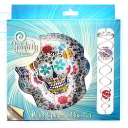 Spinfinity Designs Multi-color Stainless Steel 6.5 in. Sugar Skull Mini Set Outdoor Spinner