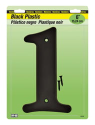 Hy-Ko 6 in. Black Plastic Screw-On Number 1 1 pc