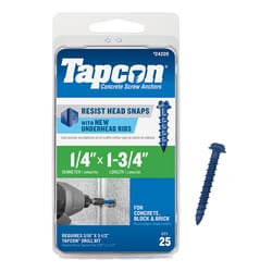 Tapcon 1/4 in. D X 1-3/4 in. L Steel Hex Head Concrete Screw Anchor 25 pk