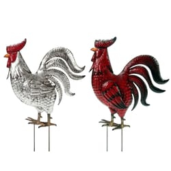 Alpine Multicolored Metal 14 in. H Rooster Outdoor Garden Stake