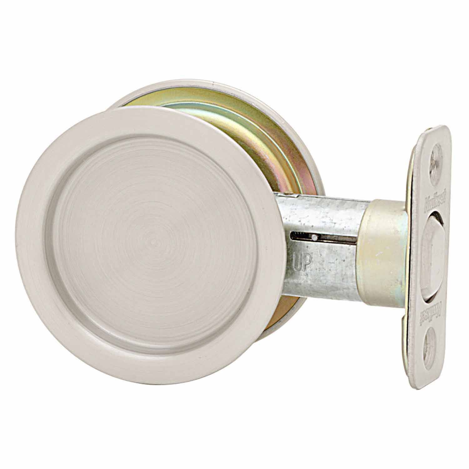 UPC 042049728613 product image for Kwikset Satin Nickel Metal Round Pocket Door Lock Indoor | upcitemdb.com