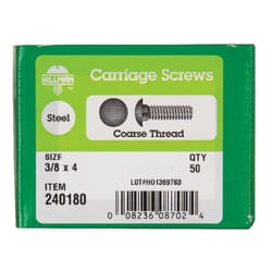 Hillman 3/8 in. X 4 in. L Zinc-Plated Steel Carriage Bolt 50 pk Hillman 3/8 in. X 4 in. L Zinc-Plated Steel Carriage Bolt 50 pk
