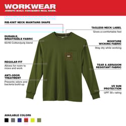 Milwaukee L Long Sleeve Unisex Crew Neck Olive Green Heavy Duty Shirt