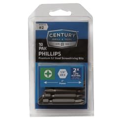 Century Drill & Tool Phillips #2 X 2 in. L Screwdriver Bit S2 Tool Steel 10 pc