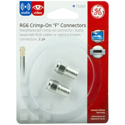 GE Crimp-On RG6 Coaxial Connector 2 pk