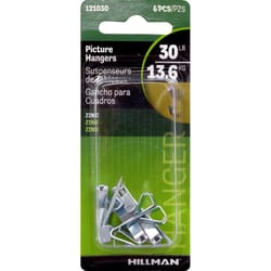 HILLMAN Zinc Silver Conventional Picture Hanger 30 lb 6 pk