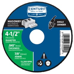 Century Drill & Tool 4-1/2 in. D X 7/8 in. Silicon Carbide Masonry Cutting Wheel 1 pc