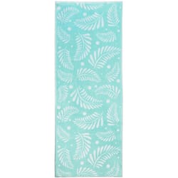 Cozy Living 21 in. W X 54 in. L Blue Palms on Aqua Polyester Accent Rug