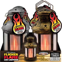 Blazing LEDz 8.5 in. Plastic Colonial Flicker Flame Assorted Flameless Lantern