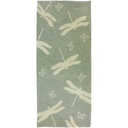 Homefires 26 in. W X 60 in. L Green/Tan Dragonfly Field Polypropylene Runner Rug