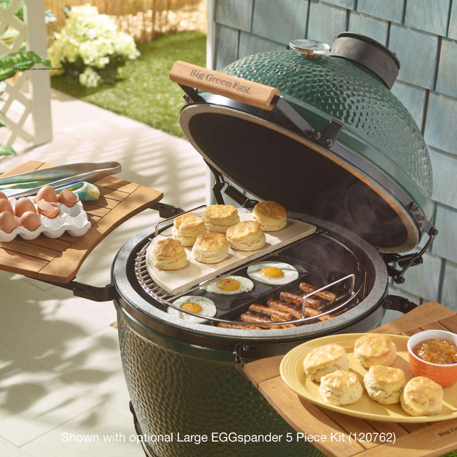 Hanover Ceramic Kamado Grill with Stainless Steel Cart and Accessories  Package