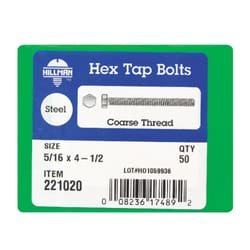 HILLMAN 1/4 in. D X 6 in. L Zinc Plated Steel Hex Tap Bolt 100 pk