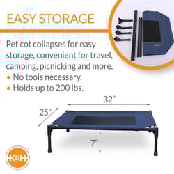 K&H Pet Prodcuts Blue Denier Fabric Original Elevated Pet Bed 25 in. H X 7 in. W X 32 in. L