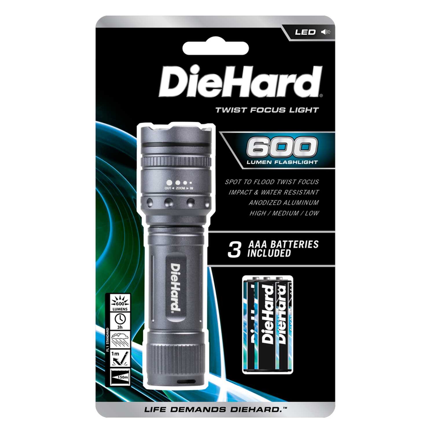 Dorcy DieHard 600 lumens Gray LED Flashlight AAA Battery Ace Hardware