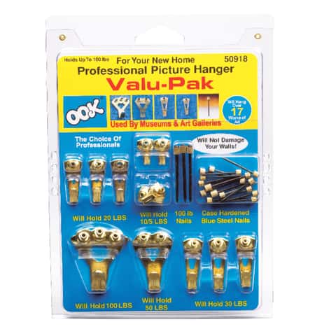 Ook Brass-Plated Assorted Picture Hanging Set 100 lb 34 pk Ook Brass-Plated Assorted Picture Hanging Set 100 lb 34 pk