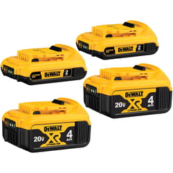 DeWalt 20V MAX DCB324-4 Lithium-Ion 2Ah and 4Ah Battery Combo Pack 4 pc