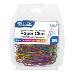 Bazic Products Vinyl-Coated Jumbo Assorted Color Paper Clips 100 pk