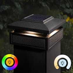 Classy Caps Matte Black Solar Powered 1 W LED Smart-Enabled Post Cap Light 1 pk