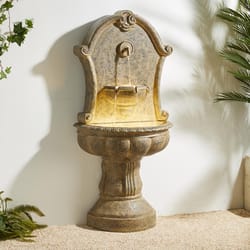 Glitzhome Polyresin Brown 49.25 in. H Fountain with LED Light