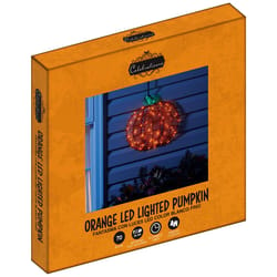 Celebrations Orange 13 in. LED Prelit Pumpkin Hanging Decor
