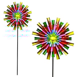 Alpine Multicolored Metal 81 in. H X 26 in. L X 7 in. W Prismatic Colorful Flower Wind Spinner