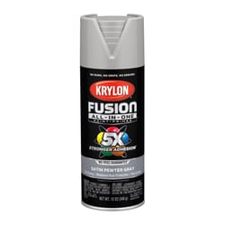 Krylon Fusion All-In-One Satin Pewter Gray Paint+Primer Spray Paint 12 oz