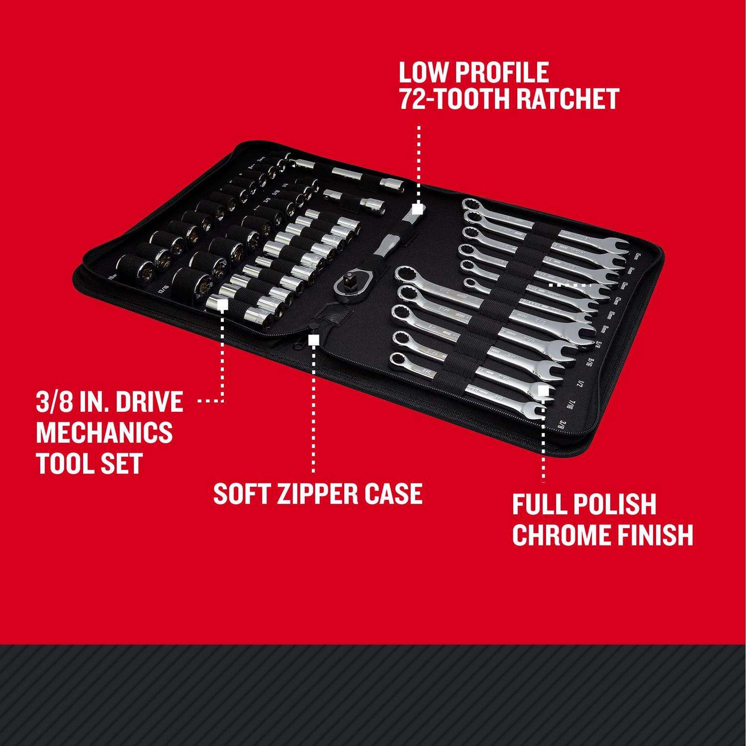 Craftsman 3/8 in. drive Metric and SAE 6 Point Mobile Mechanic's Tool Set  47 pc - Ace Hardware