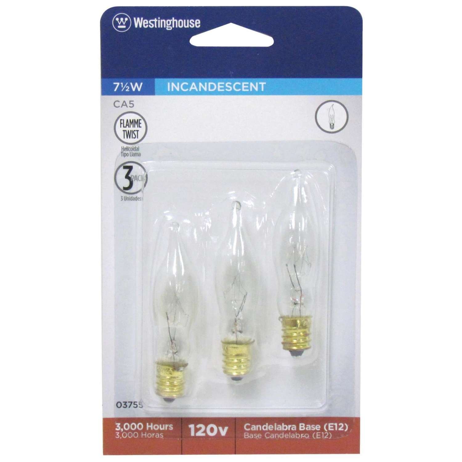 Westinghouse 7.5 watt CA5 Decorative Incandescent Bulb E12 (Candelabra