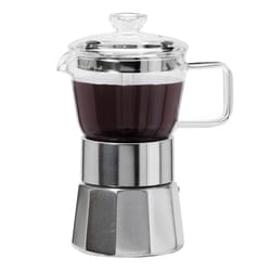 OGGI 4 oz Clear/Silver Borosilicate Glass Moka Espresso Pot Tea Cup and Tea Pot 3.23 in. D 1 pc