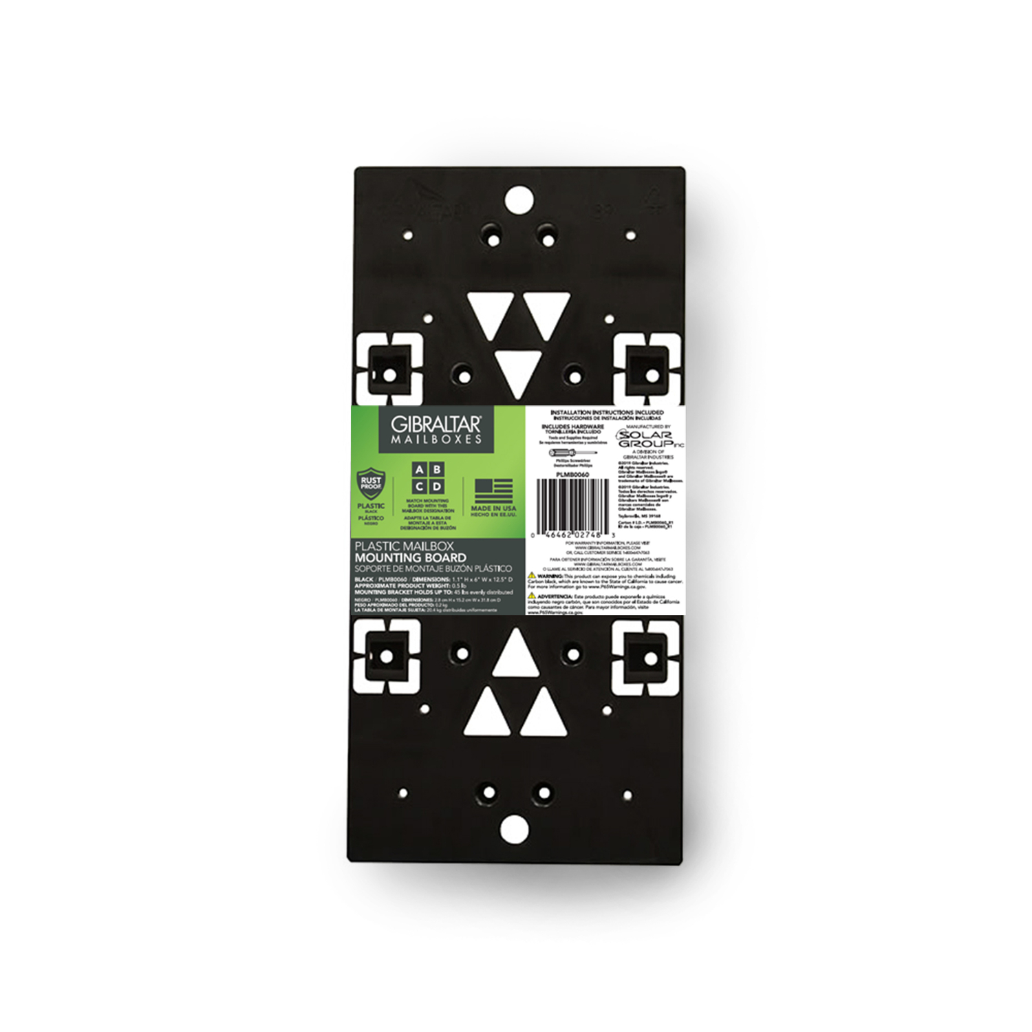 Architectural Mailboxes Black Plastic Mailbox Mounting Board .090 Ga. 13-1/16 in. L