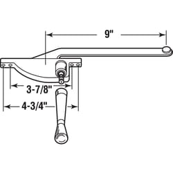 Prime-Line Zinc-Plated Gray Steel Left Single-Arm Casement Window Operator For Steel Framed Windows