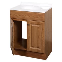 Zenna Home Single Oak Vanity Combo 24 in. W X 18 in. D X 35 in. H