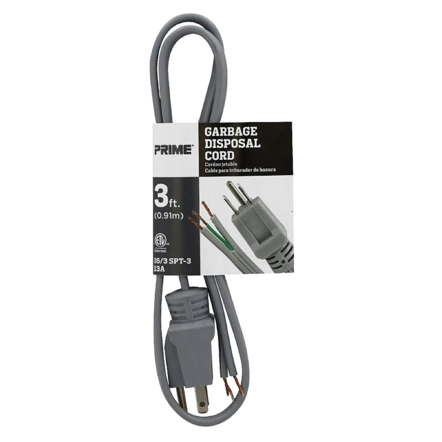 Prime 16/3 SPT3 125 V 3 ft. L Power Cord Ace Hardware