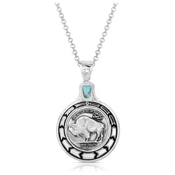 Montana Silversmiths Unisex Buffalo Nickel Round Black/Silver Necklace