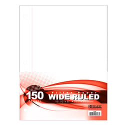 Bazic Products 10-1/2 in. W X 8 in. L Wide Ruled Filler Paper 150 sheet