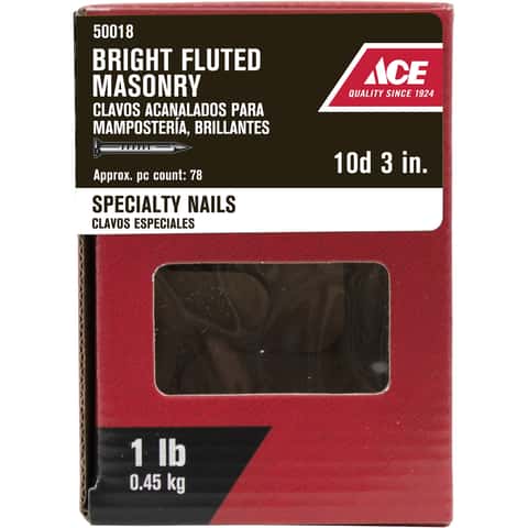 Ace 10D 3 in. Box Bright Steel Nail Flat Head 1 lb Ace 10D 3 in. Box Bright Steel Nail Flat Head 1 lb