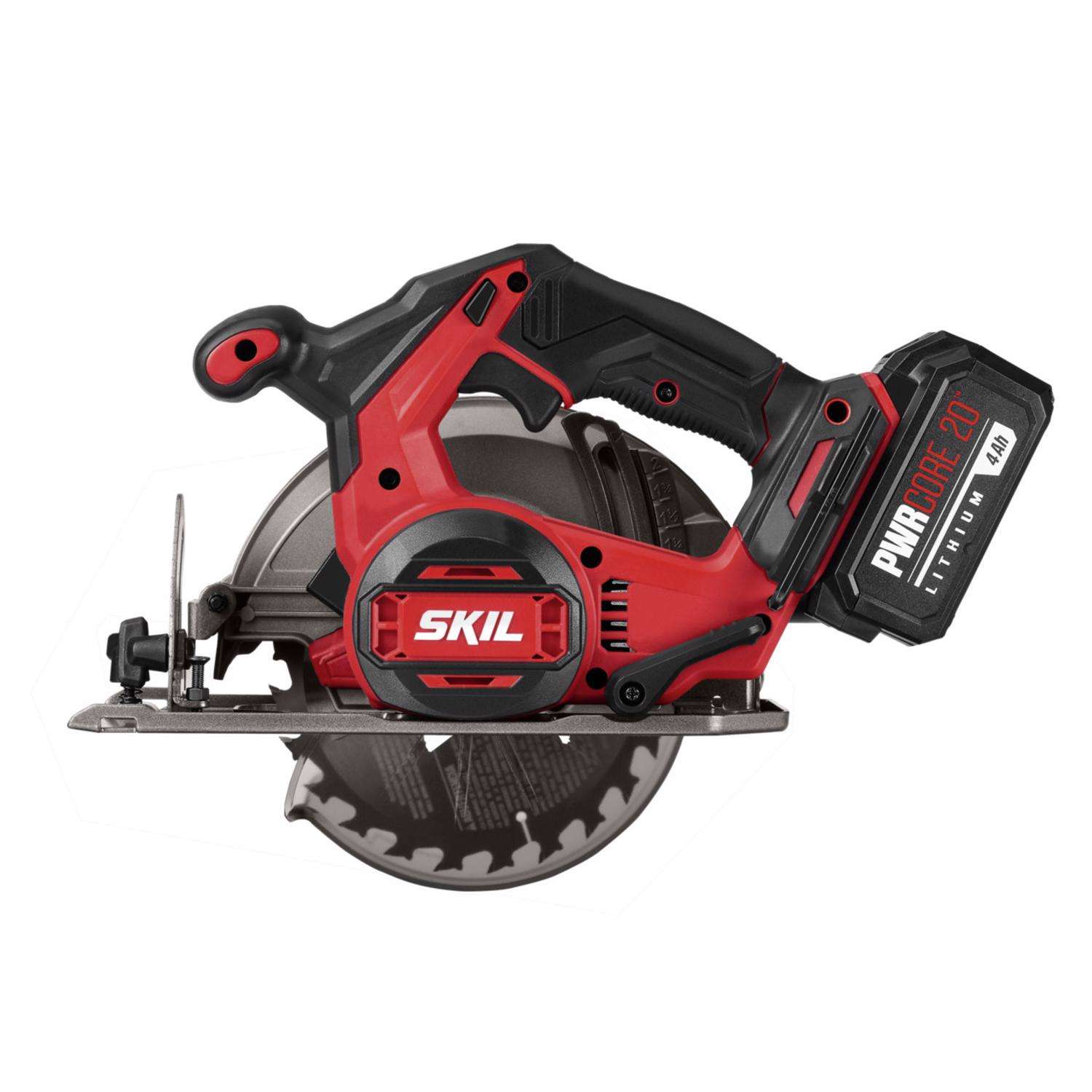 SKIL PWR CORE 20 Brushless 20V 6-1 2'' Circular Saw Kit, Includes 4.0 Ah Battery, PWR ASSIST UBS Adapter AND PWR JUMP Chargers CR5413-1A - 5