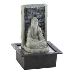 Zingz & Thingz Polyresin Black/Gray 11.25 in. H Buddha Cascading Table Top Fountain